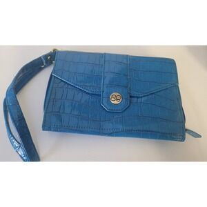 Samantha Brown Wallet with Wristlet Strap BLUE Wrist Handbag